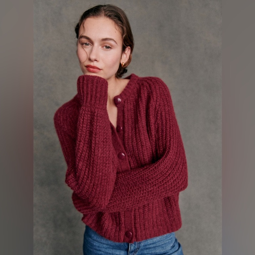 Sézane Emile Alpaca Wool Burgundy Sweater